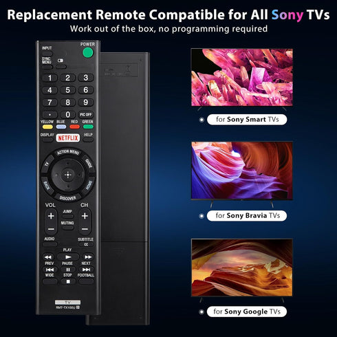 Universal Replacement Remote Control for Sony TV, Compatible with Sony Bravia Smart LCD LED HD TVs RMT-TX100U
