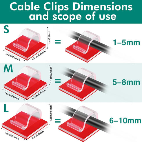 Namalu 240 Pcs Clear Cable Clips, Outdoor Wire Clip Adhesive Cable Hook for Desk Wall Cable Management and Decoration