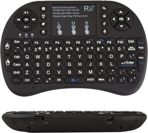 Rii 2.4GHz Mini Wireless Keyboard with Touchpad, QWERTY LED Backlit, Portable for Laptop/PC/Tablets/Windows/Mac