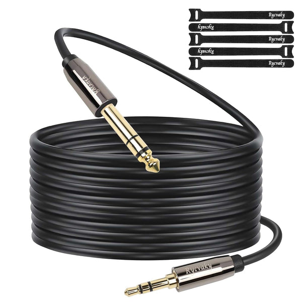 rycvaky 3.5mm to 6.35mm Auxiliary Audio Cable, 1/4" Male to 1/8" Male TRS