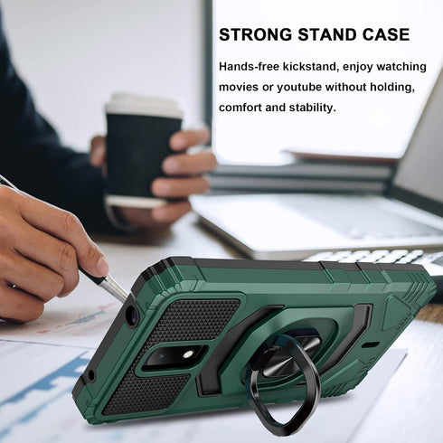 Ailiber Case for Cricket Debut, AT&T Calypso 2 with Screen Protector and Ring Kickstand (Green)