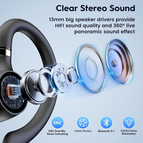 New bee Bluetooth Headset - Wireless Earpiece with 500mah Charging Case, 60H Playtime, V5.1 Dual Mic