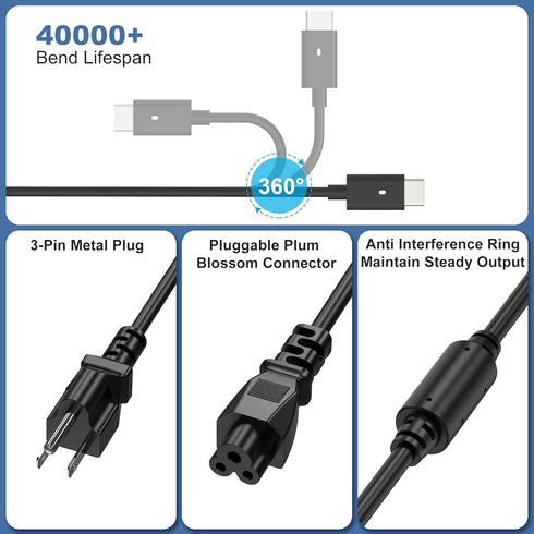 New 90W USB C Laptop Charger, Power Adapter for Dell XPS, Latitude 3400 3500 5400, Precision 3540 Supply