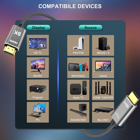 TagBreet 8K 2.1 30 /9M, 48Gbps 4K 240Hz 165Hz 144Hz 120Hz, 8K 60Hz, HDR10+, HDCP2.3|, PS5 HDMI Cable ft Ultra High