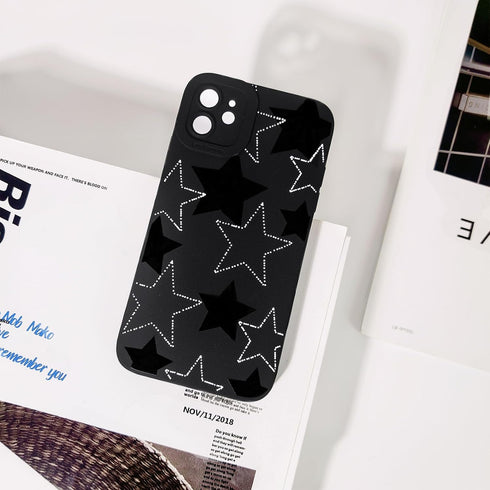 Compatible Black&White Star iPhone 11 Case, Cute Cool Design for Girls Women, Soft TPU Shockproof Protective