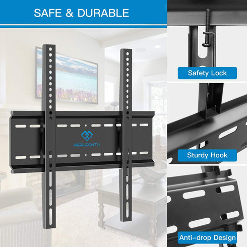 PERLESMITH Fixed TV Wall Mount Bracket, Low Profile for 26-60 inch LED LCD OLED TVs up to 115lb