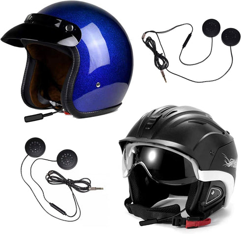 Flylin Motorcycle Helmet Headset, Universal Racing Helmet Speakers, Wired Helmet Sports Headset with 3.5mm Male