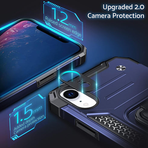 Anqrp Designed for iPhone XR Case, Military Grade Protective Phone Case Cover with Rotatable Metal Ring Kickstand,