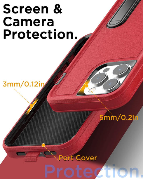 AICase iPhone 12 Pro Max: Rugged Heavy Duty Case with Built-in Kickstand, Glass Screen Protector & Camera Lens.