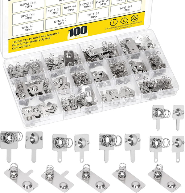 Mardatt 100Pcs Battery Springs AA, Battery Negative and Positive Nickle Plated Conversion Spring