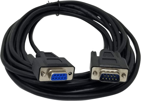 YCS basics Black DB9 9 Pin Serial / RS232 Male/Female Extension Cable, 15 Ft