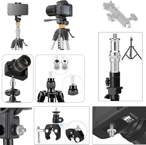 30Pack 1/4 3/8 Inch 1/4" Camera Tripod Screw Mount Kit to Adapter Threaded Converter Swivel Ball Head and Hot Shoe E