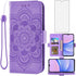 Asuwish Wallet Case for Samsung Galaxy A15 5G - Leather Flip, Tempered Glass Protector, Card Holder, Purple.