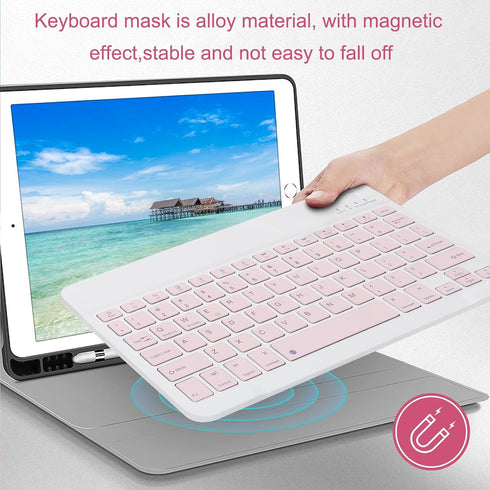 Wireless Bluetooth Keyboard and Mouse Set, Dual Rechargeable (Pink)