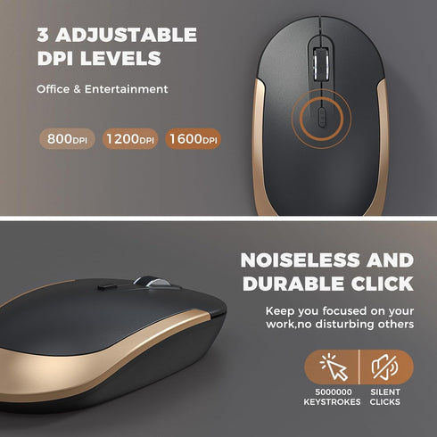 Vssoplor Wireless Keyboard and Mouse Combo, 2.4GHz Rechargeable Quiet Full-Size Set for Windows, Laptop, PC