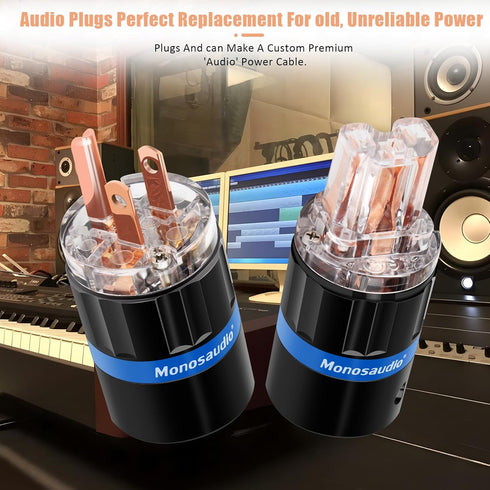 Monosaudio HiFi Power Plug, Pure Copper 15A/125V IEC C13/C15 Connector for DIY Audiophile Power Cord