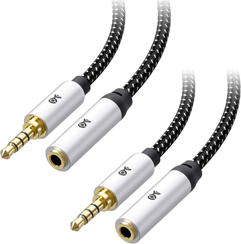 Cable Matters 2-Pack 6 ft Headset Extension Cable (3.5mm/TRRS, Gaming Headset) with Mic Support in Black