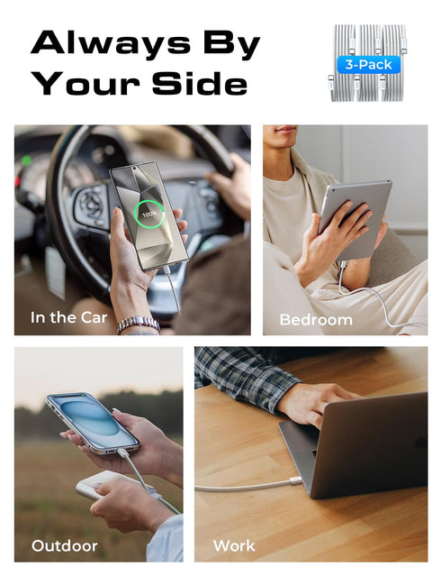 LISEN USB C to USB C Cable 3-Pack 6ft 60W, Fast Charging for iPad Pro 2024, iPhone 15 Pro Max Plus, Samsung S24 S23