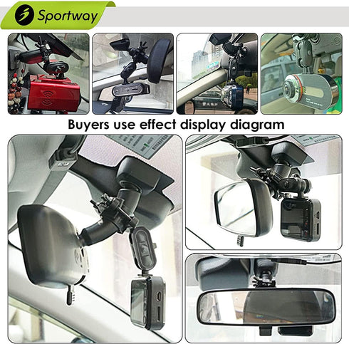 S70 Dash Cam Mount, Mirror Dash Camera Holder with 6pcs Joints for Rove APEMAN CHORTAU Roav Nexar and More