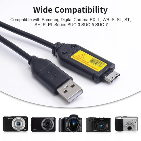 Alitutumao Replacement USB Charging Cable for Samsung Digital Camera EX, L, WB, S, SL, ST, SH, P, PL Series