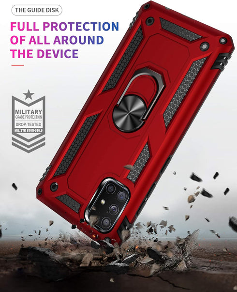 Military Grade Drop Impact Case for Samsung Galaxy A71 5G, Heavy Duty Shockproof Armor with 360° Rotating Ring (Silver)