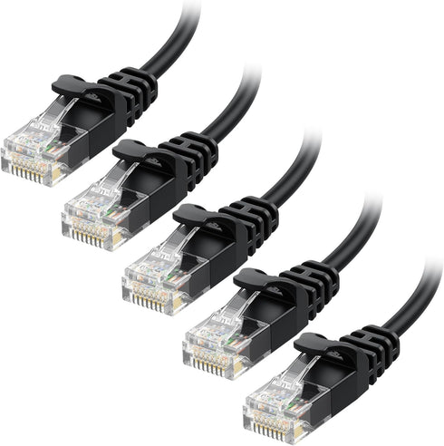 Cable Matters 10Gbps 5-Pack Snagless Cat 6 Ethernet Cable - 5ft, Slim