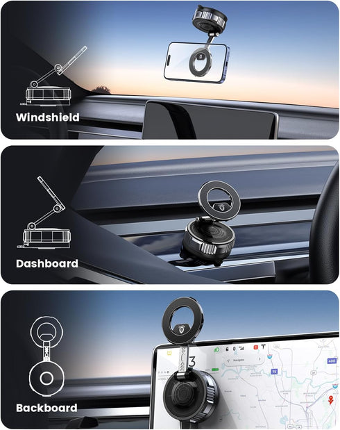 JunDa Holder,360 Suction Cup Magnetic Phone Adjustable Foldable Retractable Suction Cup Car Mount,Compatible