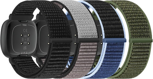 Sport Loop Compatible with Fitbit Versa 4 Fitbit Sense 2 Fitbit Versa 3 Fitbit Sense for Women Men,Soft Nylon Adjustable Breathable Replacement Wristband for Sense/Sense 2/Versa 3/Versa 4