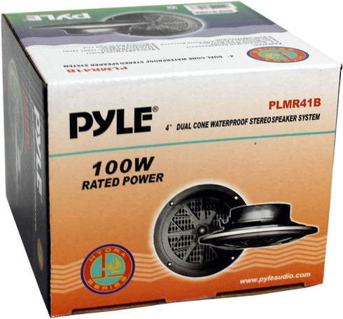 Pyle 4 PLMR41B 4" 200W Dual Cone Waterproof Marine Boat Stereo Speakers, 2 Pairs