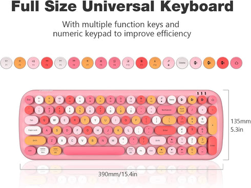 MOFII Wireless Keyboard and Mouse Combo, Full-Size Retro Typewriter-Style Wireless Keyboard with Optical Mouse