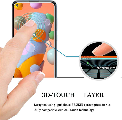 (4 Pack) Compatible for Samsung Galaxy A11 Screen Protector, Tempered Glass, Full Screen Coverage, Anti Scratch, Bubble