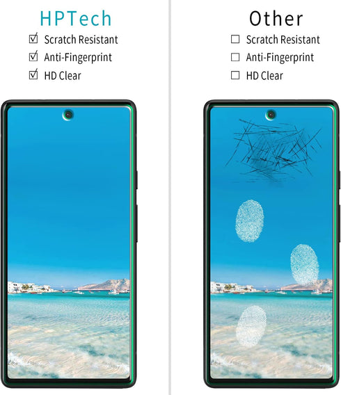 HPTech Tempered Glass Screen Protector for Google Pixel 6a 5G (2 Pack) - Anti-Scratch, Bubble-Free, Case Friendly.