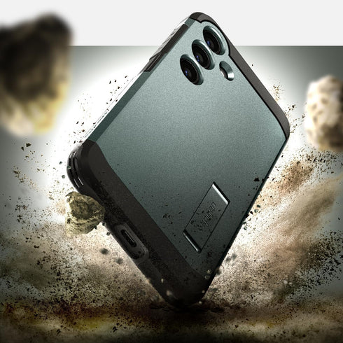Galaxy S24 Case by Spigen Tough Armor (2024) - Abyss Green, Military-Grade Protection.
