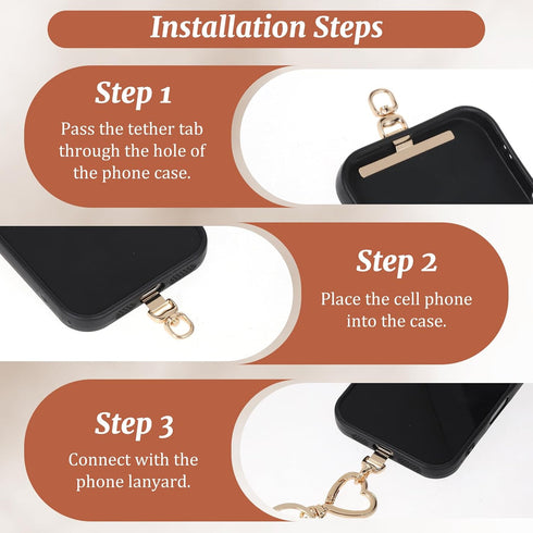 Vin Beauty 4 360 PCS Phone Tether Tab, Rotatable Cell Phone Lanyard Patch Ultra-Thin Universal Stainless Steel Phone
