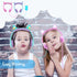 Kids Headphones with MIC for School, 85dB Safe Volume Limited Light Up Cat Ear Headphones, Wired On-Ear (Green/Purple)