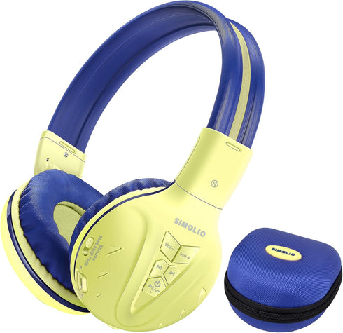 SIMOLIO Kids Headphones Wireless Bluetooth, Headphones with Microphone and Volume Limited, Foldable Over-Ear Headset
