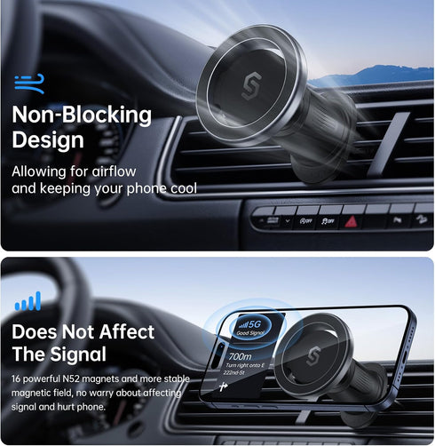 SYNCWIRE for MagSafe Car Mount, Flexible Rotation Magnetic Phone Holder for Car Air Vent, Compatible with iPhone
