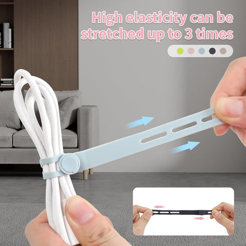 Oligei 25 Pcs Silicone Cable Ties, Reusable Cord Wraps for Electrical Cords, Organizer for Earphone, Charger