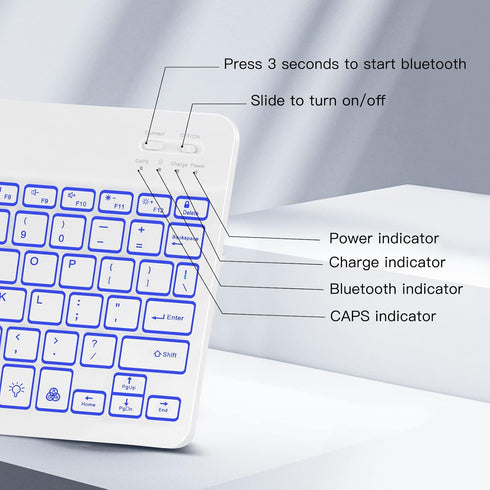 XIWMIX Ultra-Slim Wireless Bluetooth Keyboard, 7 Colors Backlit Universal Rechargeable, Compatible with iPad Pro/Air,