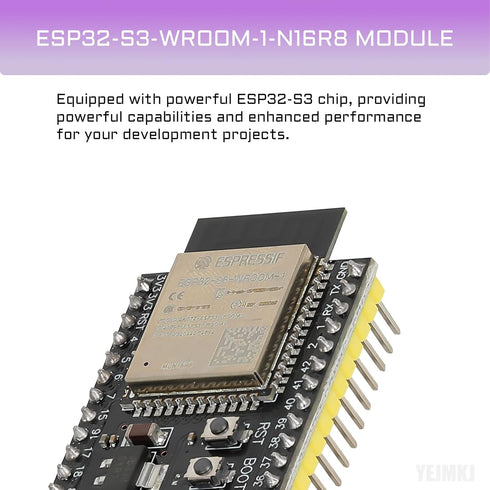 ESP32-S3-DevKitC-1-N16R8 ESP32 S3 Development Board WiFi + Bluetooth MCU Module, Dual Type-C ESP32-S3-WROOM-1 Cores Microcontroller Processor Integrates Complete Wi-Fi and BLE Functions by YEJMKJ
