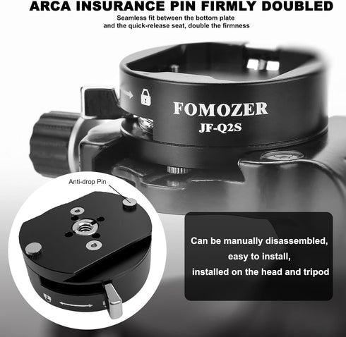 JF-Q2S Arca Type Camera Quick Release Plate Kit with Arca Swiss Peak Design Capture V3 Camera Clip, 1/4" 3/8" Thread