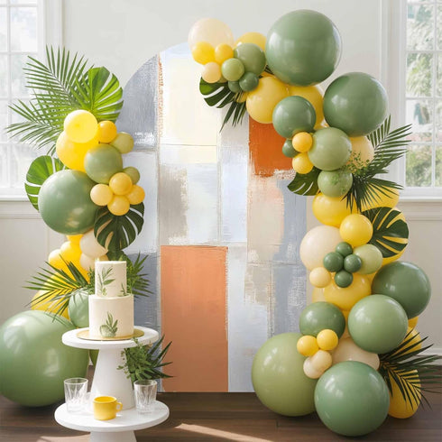 Jnbasdffb 7.2 Modern Orange Beige Wedding Arch Cover,Stretchy Spandex Arch Backdrop Stand Covers FT,Abstract Oil