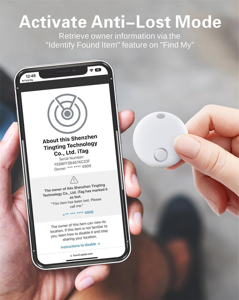 Reyke Key Finder - Bluetooth Luggage Tracker Tag for Keys, Wallet, Suitcase, Works with Apple Find My (White)