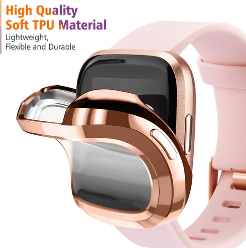 Tobfit 2 Pack for Fitbit Versa 2 Screen Protector Case - Soft Plated TPU Full Around Sensitive Touch Protective Cover