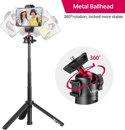 Ulanzi MT-16 Camera Tripod Stand Holder, Mini Tabletop Tripod with Cold Shoe, Travel Tripod for iPhone 12, Canon G7X