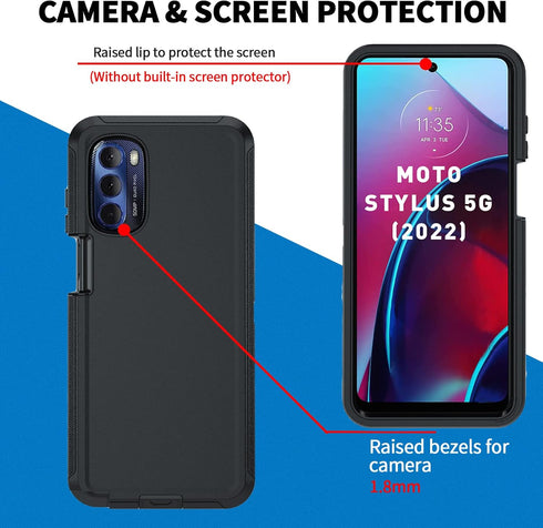 Anloes Case for Motorola Moto G Stylus 5G 2022, Defender Phone Case Heavy Duty Shockproof Dustproof Rugged