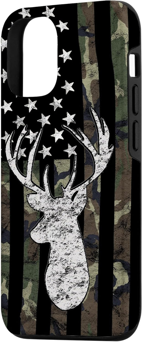 American Flag Whitetail Buck Camouflage Case for iPhone 12/12 Pro