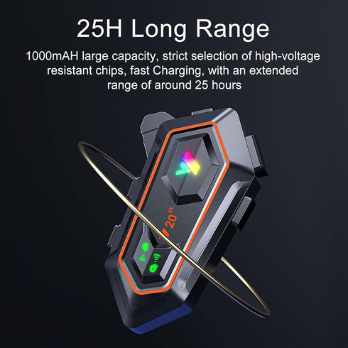 Y20-2X Motorcycle Helmet Bluetooth Headset, Dual 100m Intercom, Bluetooth 5.3, Smart Noise Reduction, IPX6 Waterproof