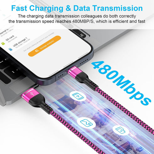 USB to USB C Cable 6FT/3Pack for Samsung Galaxy A17 A16 5G, Fast Charger Cord for iPhone 16e/16 Pro/16 Pro Max