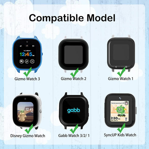 2 Packs Silicone Bands Compatible with Gizmo Watch 3/2/1 Gabb Watch 3/2/1 Band for Kids,20mm Soft Sport Waterproof Smartwatch Band Replacement for Boys and Girls
